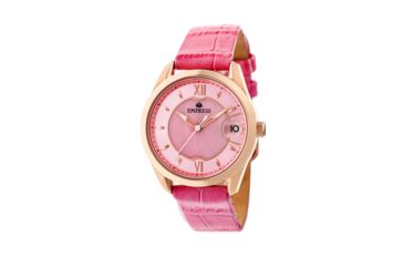 Image of Empress Messalina MOP Leather-Band Watch w/Date, Pink, EMPEM2405