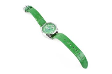 Image of Empress Messalina MOP Leather-Band Watch w/Date, Green, EMPEM2402