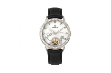 Image of Empress Quinn Semi-Skeleton Dial Leather-Band Watch, Black, EMPEM2704