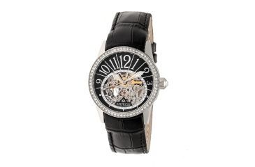 Image of Empress Justinian Automatic Semi-Skeleton Dial Leather-Band Watch, Silver/Black, Standard EMPEM1601