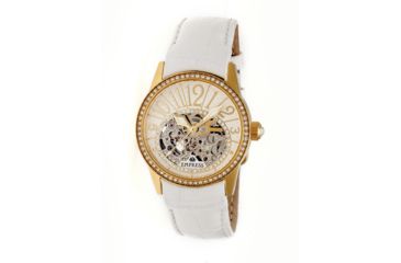 Image of Empress Justinian Automatic Semi-Skeleton Dial Leather-Band Watch, Gold/White, Standard EMPEM1603