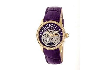 Image of Empress Justinian Automatic Semi-Skeleton Dial Leather-Band Watch, Gold/Purple, Standard EMPEM1604