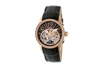Image of Empress Justinian Automatic Semi-Skeleton Dial Leather-Band Watch, Rose Gold/Black, Standard EMPEM1605