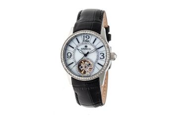 Image of Empress Valois Automatic Mother-Of-Pearl Semi-Skeleton Dial Leather-Band Watch, Silver/White, Standard EMPEM1301