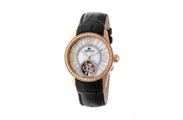 Image of Empress Valois Automatic Mother-Of-Pearl Semi-Skeleton Dial Leather-Band Watch, Rose Gold/Silver, Standard EMPEM1305