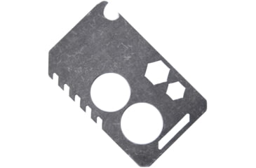 Image of EOS Knife Card Raw Finish, 3.5in X 2.13in, Titanium Construction, Tools Include, Bottle Opener L Lanyard Loop, Raw Finish, Two Semi-Sharp Edges, Plain And Serrated, Wrench 1/4, 3/8, 1/2, L Bulk Packed., CARD-TI
