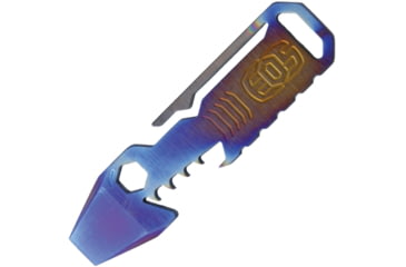 Image of EOS Mini Shark Flame, 3in Overall, Titanium Construction, Hex/Bit Driver L Pry Bar L Bottle Opener L Pocket Clip L Lanyard Loop, Flame Anodized Finish, SHK-MINI-F