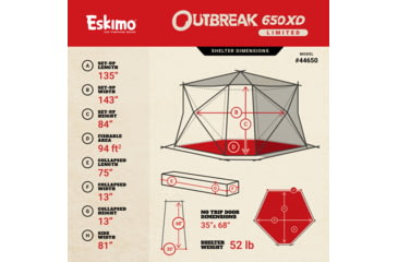 Image of Eskimo Ice Shelter Outbreak 650 XD Plaid, Red/Black, 5-7 Person, 44650