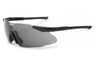 Image of ESS ICE ONE Ballistic Eyeshield Kit,Black Frame,Nosepiece,Smoke Gray Lens,Pouch 740-0440