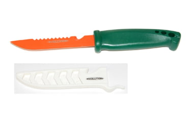 Image of Evolution Bait Knife 4 in Grn Handle Org Blade Wht Cover, EV-BK4-HC