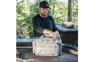 Image of Evolution Outdoor Range Bag, Polyester, MOLLE Webbing, Hook and Loop Panel, Large Main Compartment with Multiple Exterior Zipper Compartments, Gray