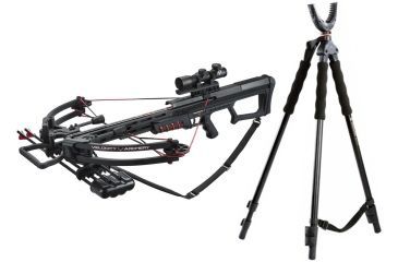 Image of Excalibur Crossbow Matrix Cub Crossbow, Black w/Red Dot Scope, 2860 W/ Vanguard Quest Tripod