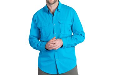 Image of ExOfficio Air Space Long Sleeve Shirt - Men's-Deep Sea-Small