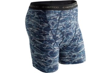 Image of ExOfficio Give-N-Go Printed Boxer Brief - Men's-Navy/Sketched Fish-Medium