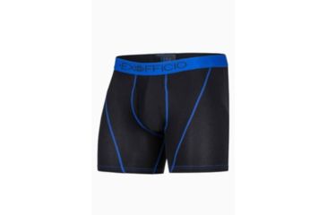 Image of ExOfficio Give-N-Go Sport Mesh 6 Inch Boxer Brief Mens, Black/Royal, M, 12412336-9307-M