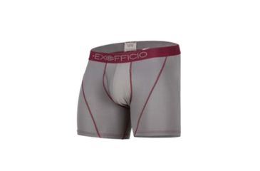 Image of ExOfficio Give-N-Go Sport Mesh 6 Inch Boxer Brief Mens, Slate/Crimson, L, 12412336-5755-L