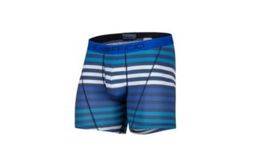 Image of ExOfficio Give-N-Go Sport Mesh Print 6 Inch Boxer Brief Mens, Navy Large Stripe, M, 12453043-7324-M