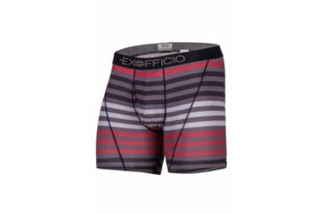 Image of ExOfficio Give-N-Go Sport Mesh Print 6 Inch Boxer Brief Mens, Red Large Stripe, S, 12453043-7328-S