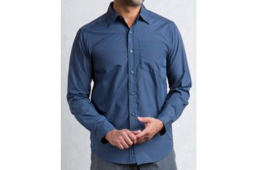 Image of ExOfficio Salida Plaid Long Sleeve Shirt - Men's-Dk Atlantic-XX-Large