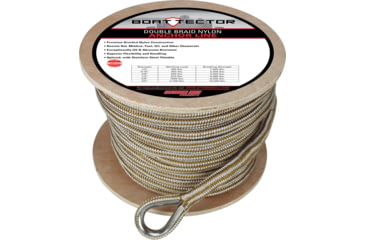 Image of Extreme Max Boattector Premium Double Braid Nylon Anchor Line With Thimble - 5/8in, White &amp; Gold, 5/8in x 200ft, 3006.2273