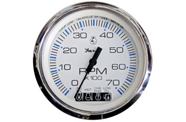 Image of Faria Beede Instruments Chesapeake White SS 4" Tachometer w/Systemcheck Indicator - 7,000 RPM Gas - Johnson/Evinrude Outboard 54644