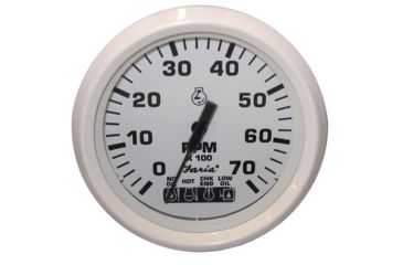 Image of Faria Beede Instruments Dress White 4" Tachometer w/Systemcheck Indicator - 7,000 RPM Gas - Johnson / Evinrude Outboard 54665