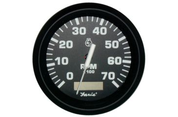 Image of Faria Beede Instruments Euro Black 4" Tachometer w/Hourmeter - 7,000 RPM Gas - Outboard 54685