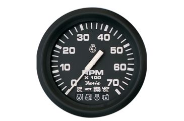 Image of Faria Beede Instruments Euro Black 4" Tachometer w/Systemcheck Indicator - 7,000 RPM Gas - Johnson / Evinrude Outboard 54686