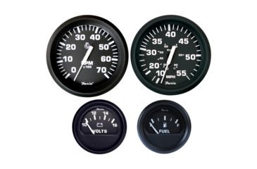 Image of Faria Beede Instruments Euro Black Boxed Set - Outboard Motors 54679