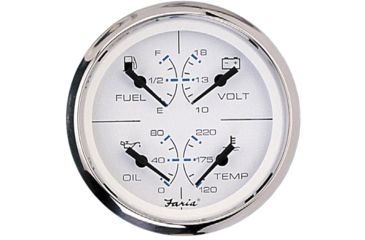 Image of Faria Beede Instruments SS White 4" Multifunction 4-in-1 Combination Gauge w/Fuel, Oil, Water &amp; Volts Chesapeake 70097