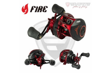 Image of Favorite Fishing PBF Fire Stick Casting Reel, 6.4-1 Left, Hand, Red/Black, FS100NGL