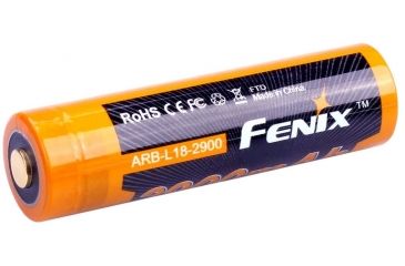 Image of Fenix 18650 3.6V 2900mAh Protected Lithium Ion Li-ion Rechargeable Button-Top Battery, Orange/Black FENIX-ARB-L18-2900