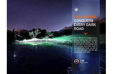 Image of Fenix E18R V2.0 Rechargeable EDC Flashlight, 16340, Luminus SST40 Cool White LED, 1200 Lumens, E18RV2BK