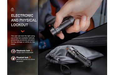 Image of Fenix E18R V2, Flashlight, White LED, 1,200 Lumens, 2.64 Long, Anodized Finish, Black, Includes Rechargeable 16340 and USB Type-C Charging Cable
