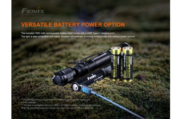 Image of Fenix LD22 V2, Flashlight, White LED, 800 Lumens, 5.83 Long, Anodized Finish, Black, Includes Rechargeable 1600 mAh Battery and USB Type-C Charging Cable