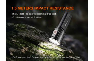 Image of Fenix LR35R PRO, Flashlight, White/Red/UV LED, 10,000 Lumens, Anodized Finish, Black, Includes 2-Rechargeable ARB-L21-6000 Batteries and USB Type-C Charging Cable