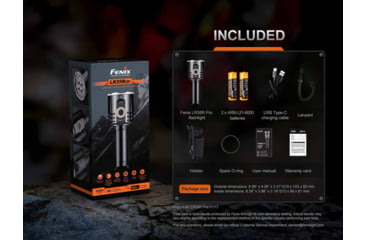 Image of Fenix LR35R PRO, Flashlight, White/Red/UV LED, 10,000 Lumens, Anodized Finish, Black, Includes 2-Rechargeable ARB-L21-6000 Batteries and USB Type-C Charging Cable