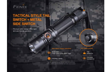 Image of Fenix PD35 V3, Flashlight, White LED, 1,700 Lumens, Anodized Finish, Black, Includes Rechargeable 18650 Battery and USB Type-C Charging Cable