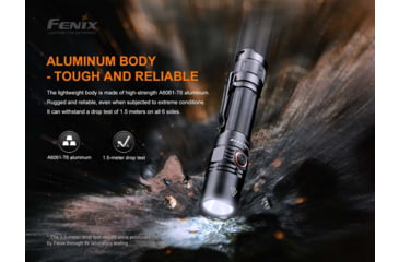 Image of Fenix PD35 V3, Flashlight, White LED, 1,700 Lumens, Anodized Finish, Black, Includes Rechargeable 18650 Battery and USB Type-C Charging Cable