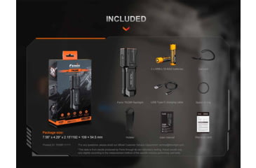 Image of Fenix TK28R, Flashlight, White/Red LED, 6,500 Lumens, Anodized Finish, Black, Includes 2-Rechargeable 18650 Batteries and USB Type-C Charging Cable