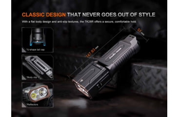 Image of Fenix TK28R, Flashlight, White/Red LED, 6,500 Lumens, Anodized Finish, Black, Includes 2-Rechargeable 18650 Batteries and USB Type-C Charging Cable