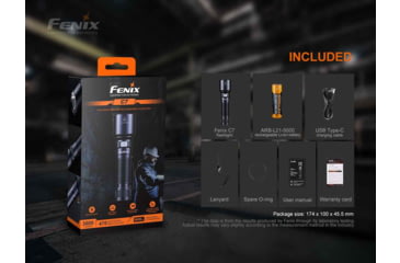 Image of Fenix Lighting C7 Lithium Ion 3000 Lumens Luminus SST70 LED Flashlight, Black, C7STBK