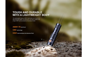 Image of Fenix Lighting E09R Lithium Ion 600 Lumens Luminus SST20 LED Flashlight, Black, E09RSBK