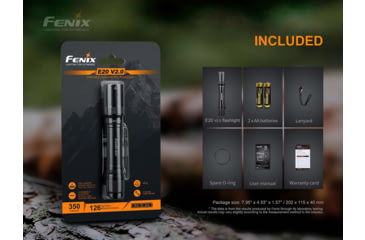 Image of Fenix Lighting E20 V2.0 350 Lumens Luminus SST20 LED Flashlight, Black, E20V2BK