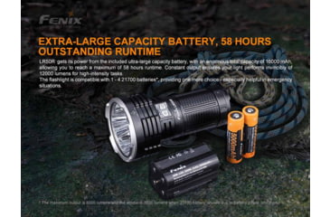Image of Fenix Lighting LR50R Lithium Ion 12000 Lumens Flashlight, Black, LR50RXBK