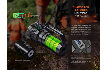 Image of Fenix Lighting LR60R Lithium Ion 21000 Lumens Luminus SFT70 LED, Luminus SST40 LED Flashlight, Black, LR60RXBK