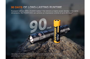 Image of Fenix Lighting PD35R ACE Lithium Ion 2000 Lumens Flashlight, Black, PD35RACBK