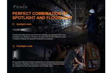 Image of Fenix Lighting WT16R Lithium Ion 300 Lumens CREE XP-E2 LED, COB Flashlight, Black, WT16RXBK