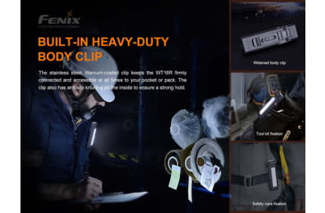 Image of Fenix Lighting WT16R Lithium Ion 300 Lumens CREE XP-E2 LED, COB Flashlight, Black, WT16RXBK