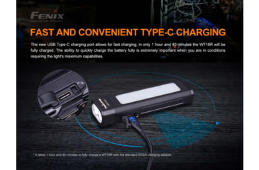 Image of Fenix Lighting WT16R Lithium Ion 300 Lumens CREE XP-E2 LED, COB Flashlight, Black, WT16RXBK